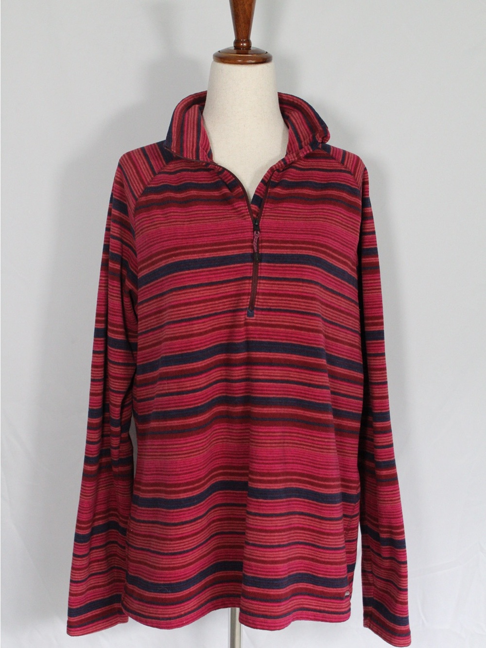 90s vibes Eddie Bauer Striped Half-Zip Sweater in Burgundy and Navy